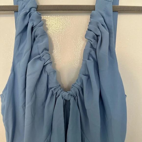 NWT Abercrombie & Fitch Blue Cinched neck Midi Dress slip dress - Picture 3 of 8